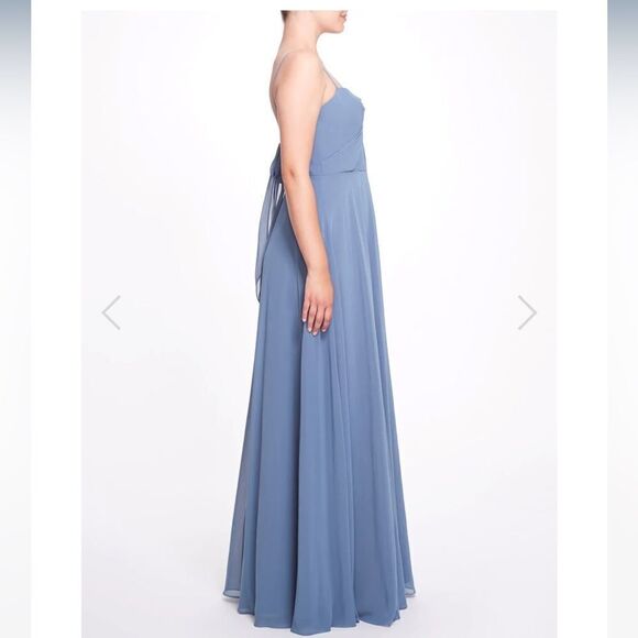 New Marchesa notte slate blue chiffon gown sz 18 - Picture 3 of 7